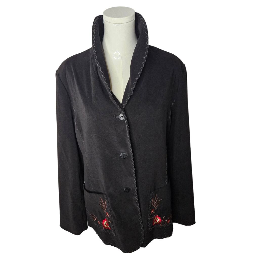 Women's Susan Graver Black Embroidered Blazer Size Medium
